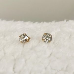 dainty “diamond” cubic zirconia / gold studs